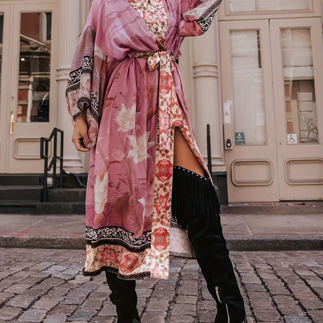 Floral &amp; Crane Kimono