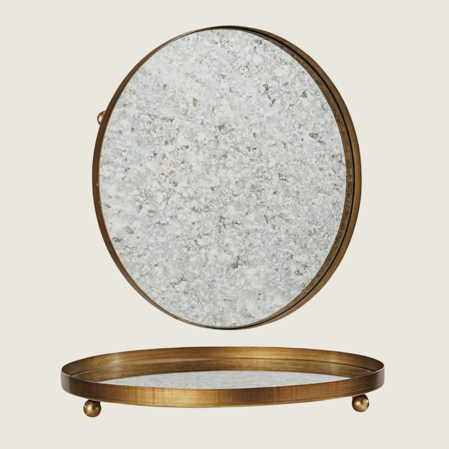 Antiqued Footed Mirror Tray