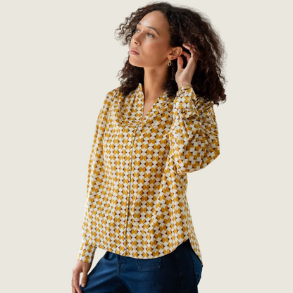 Aphrodite Button Up Shirt - Golden Geo