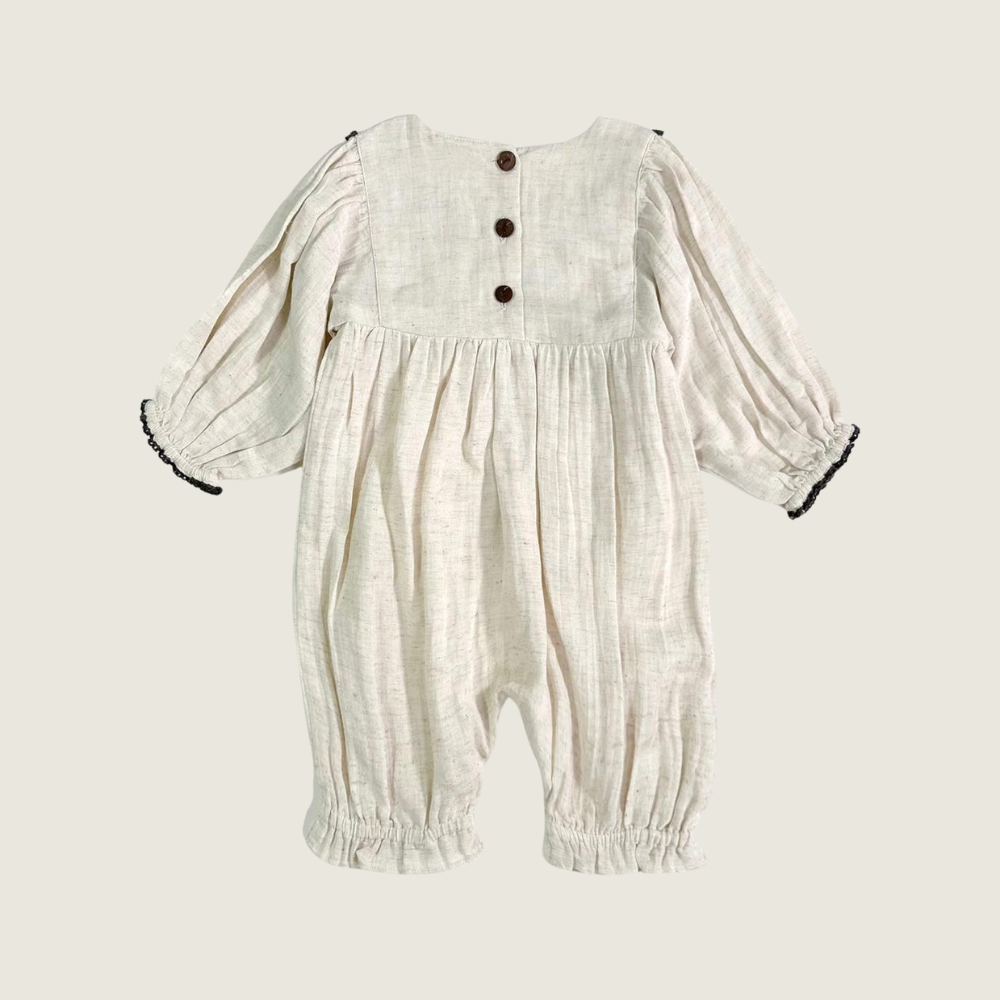 Embroidered Linen Jumpsuit Baby Romper (Organic) - Blackbird General Store
