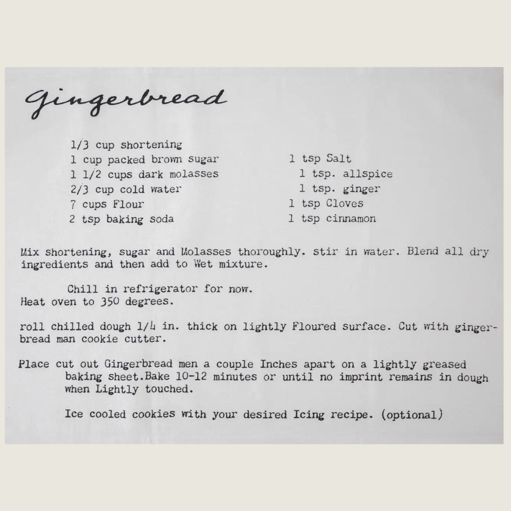 Family Recipe Gingerbread Tea Towel