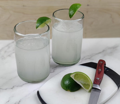 Dos Sueños Hand Blown Mexican Drinking Glasses – Set of 6 Natural Clear Glasses (14 oz each)