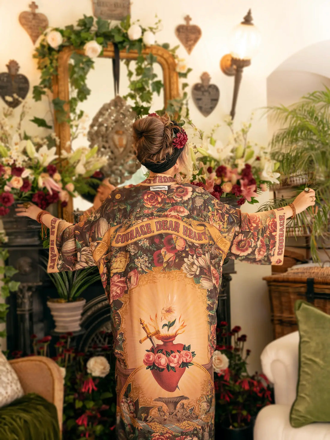 Courage Dear Heart Kimono Robe w/ Sacred Heart
