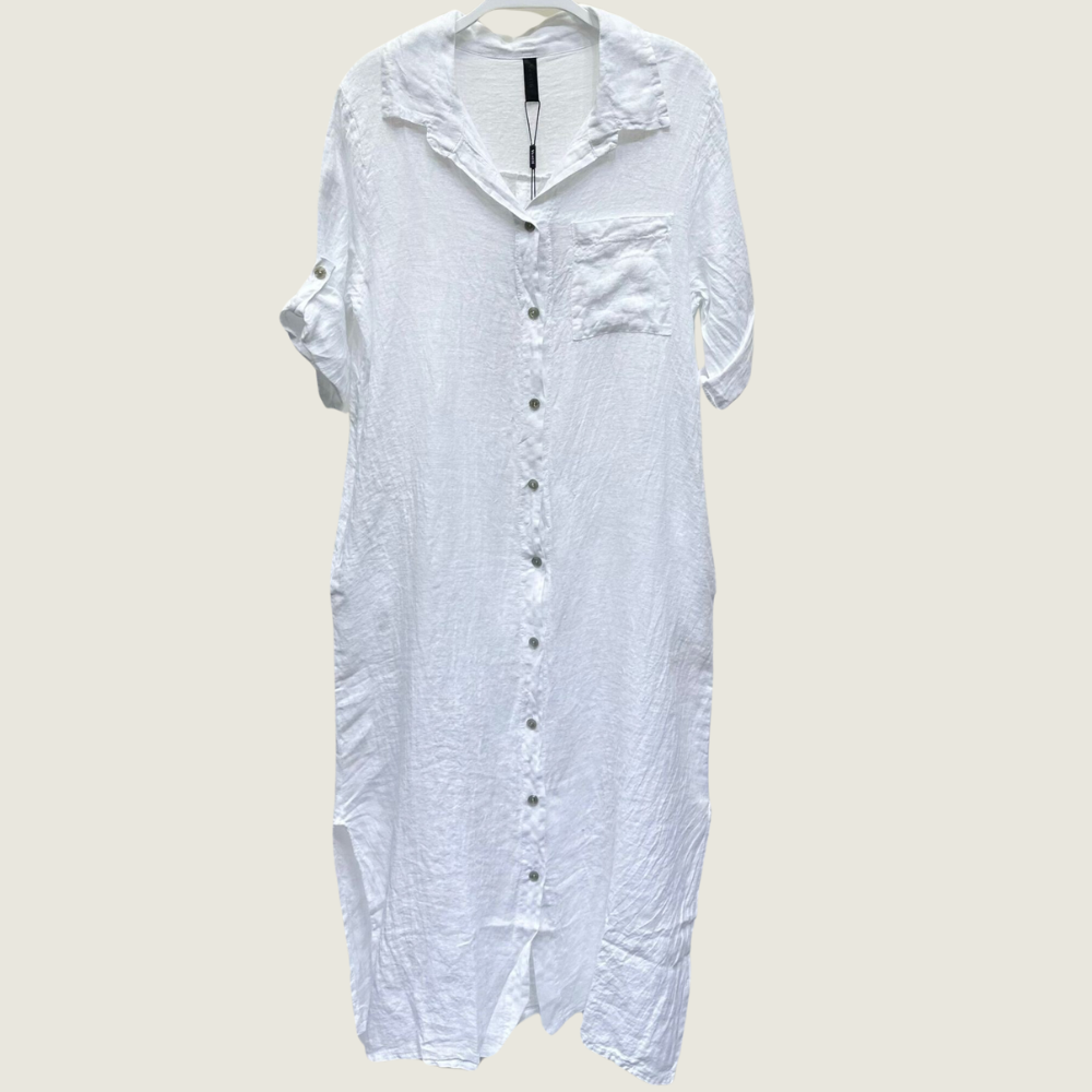 White Button-Down Linen Dress - Blackbird General Store
