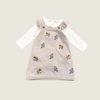 Floral Embroidered Tunic Baby Knit Dress Set - Blackbird General Store