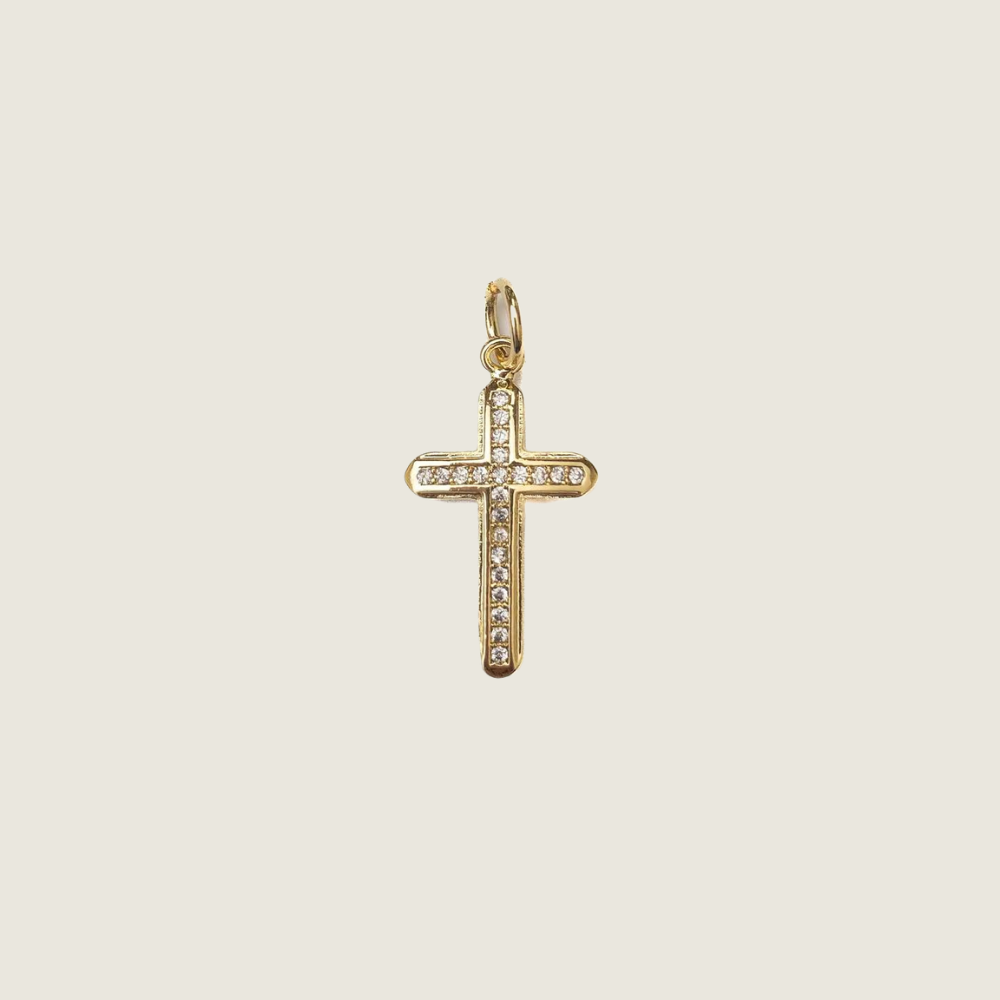 Stone &amp; CZ Cross Charm