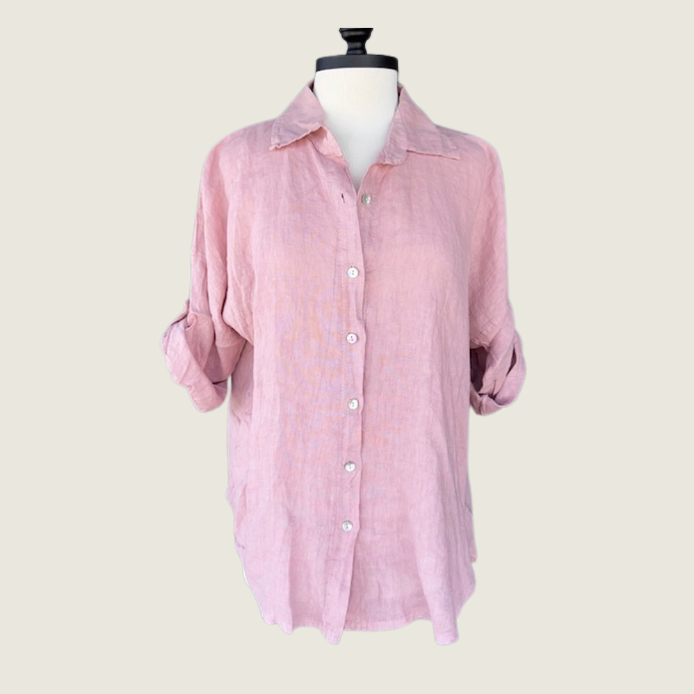 Dusty Pink Linen Button Down - Blackbird General Store