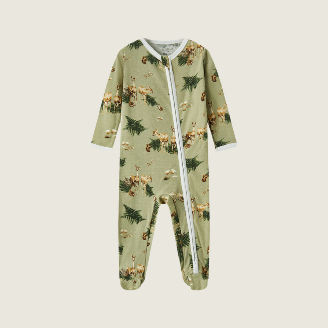 Organic Cotton Zipper Footed Romper -Forest Party