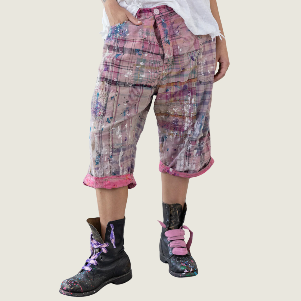 Patchwork Miner Shorts-Madras Pink - Blackbird General Store
