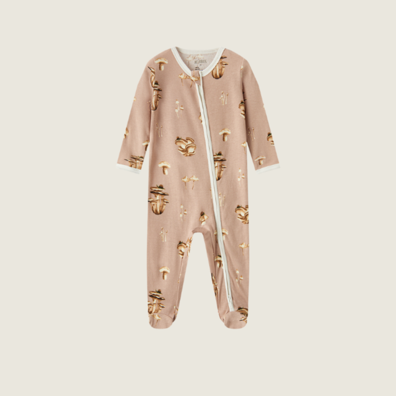 Mushroom Organic Cotton Zipper Footed Romper