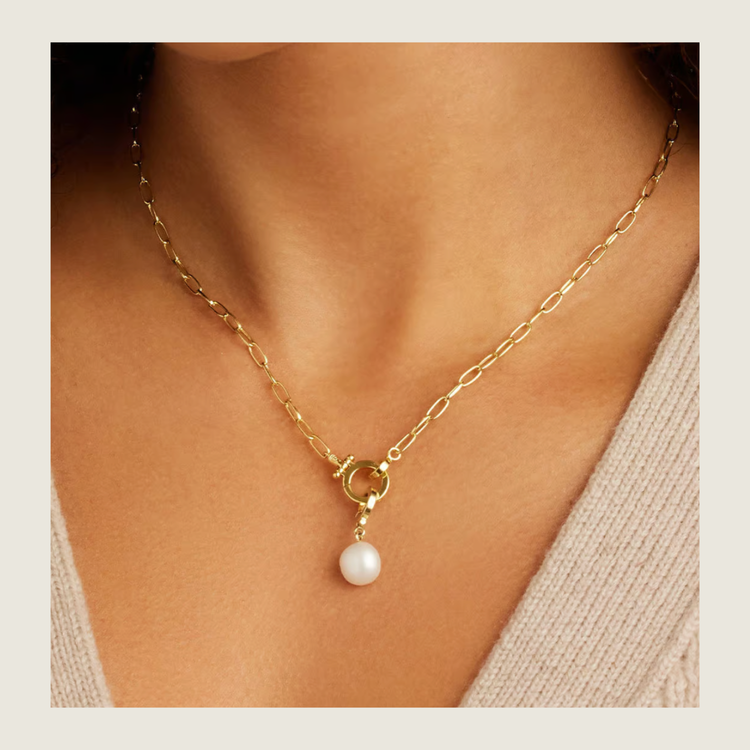 Pearl Parker Charm - Gold/Pearl - Blackbird General Store