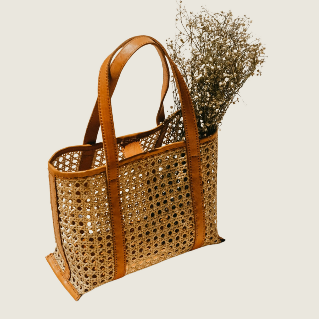 Magnolia Cane Woven &amp; Leather Tote