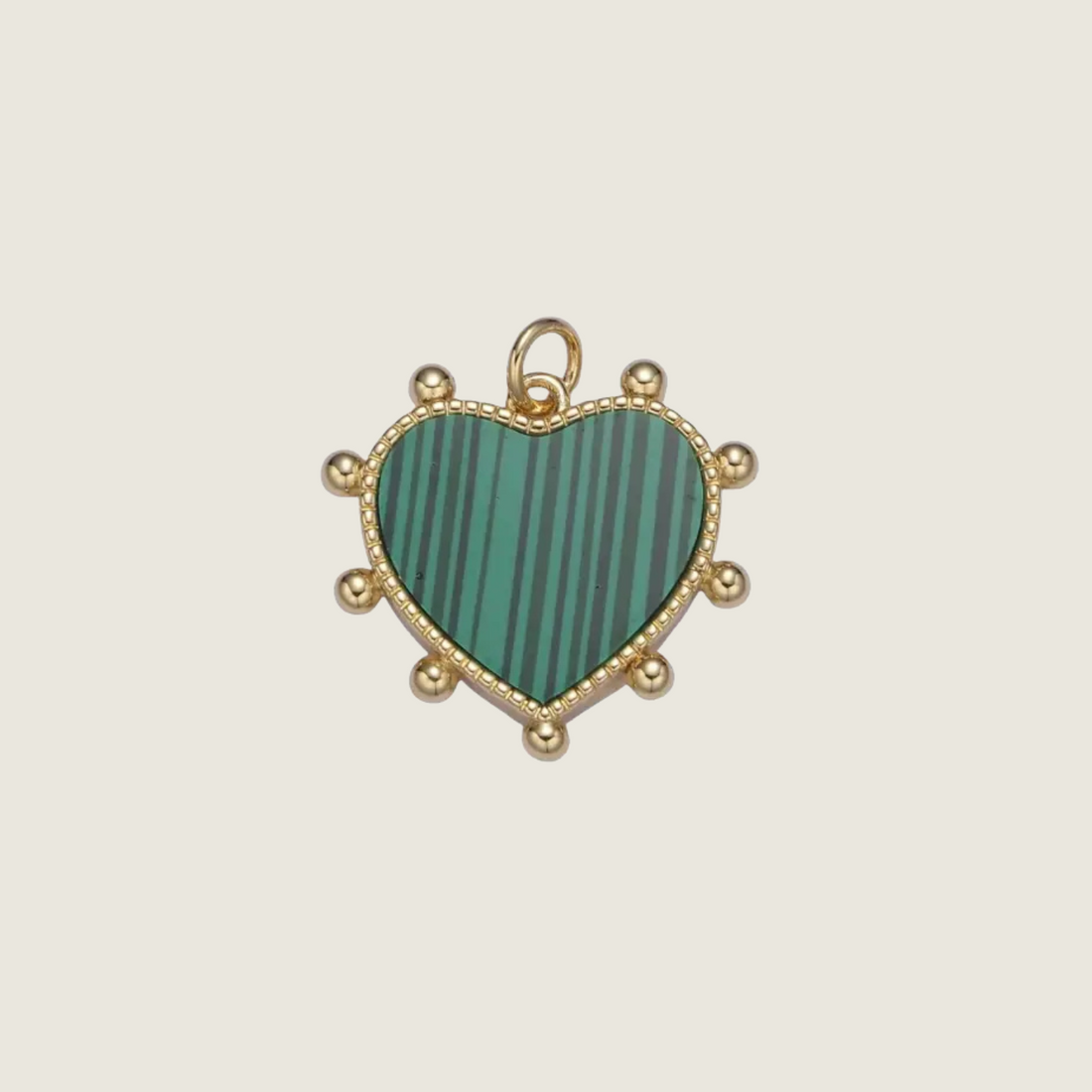 Emerald Stripped Heart Charm - Blackbird General Store