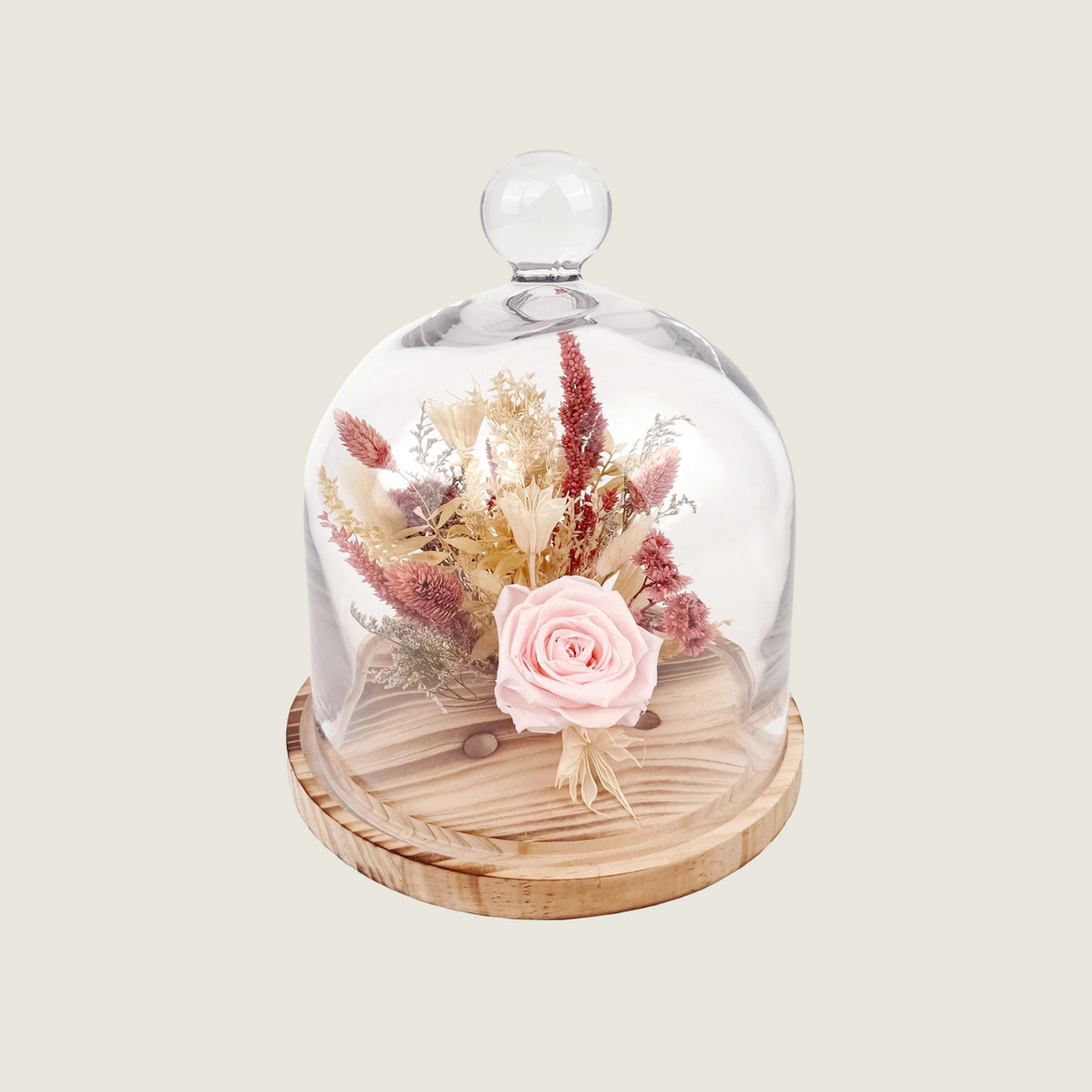 Pink Preserved Rose Botanical Cloche - Blackbird General Store