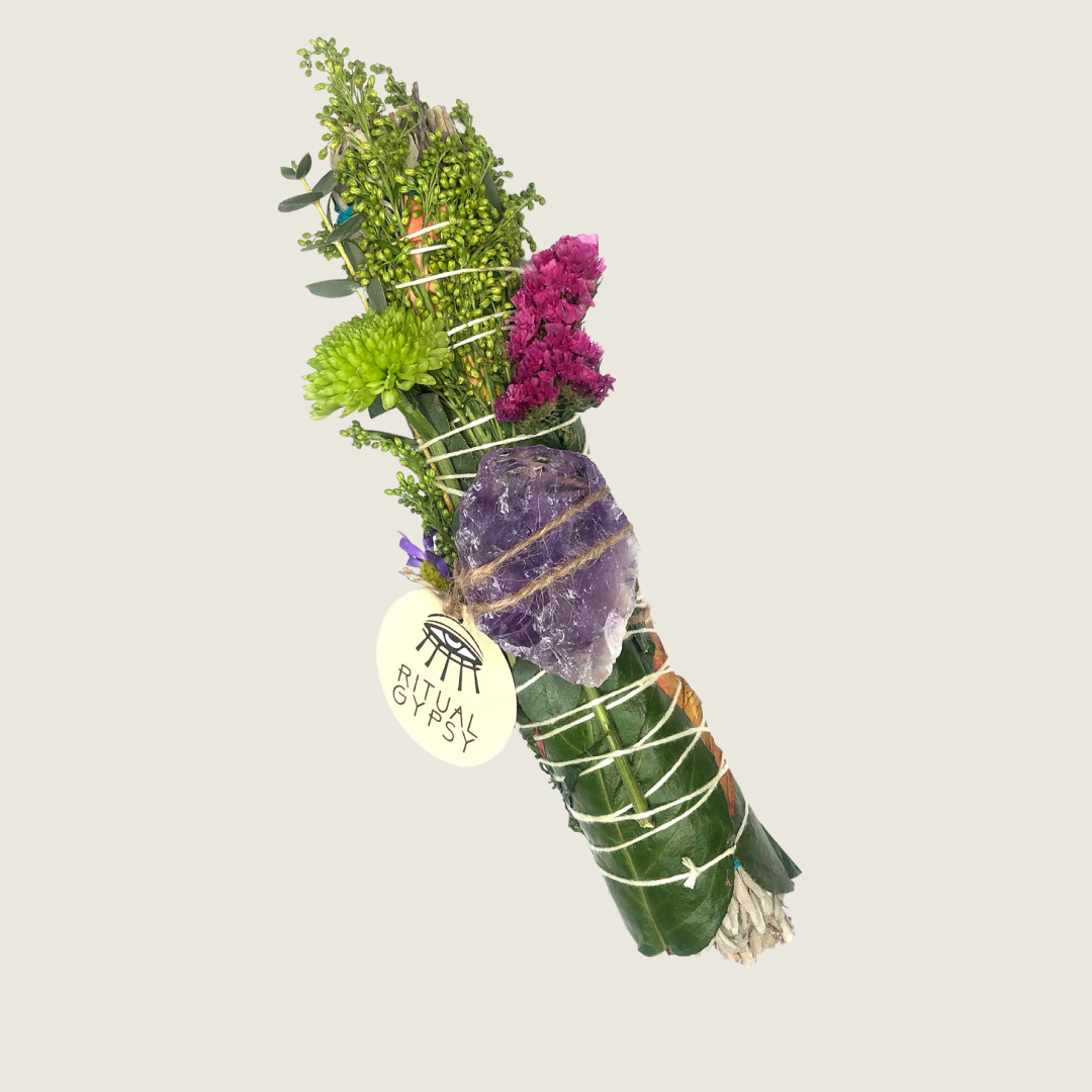 Ritual Wand + Amethyst I White Sage Smudge Stick