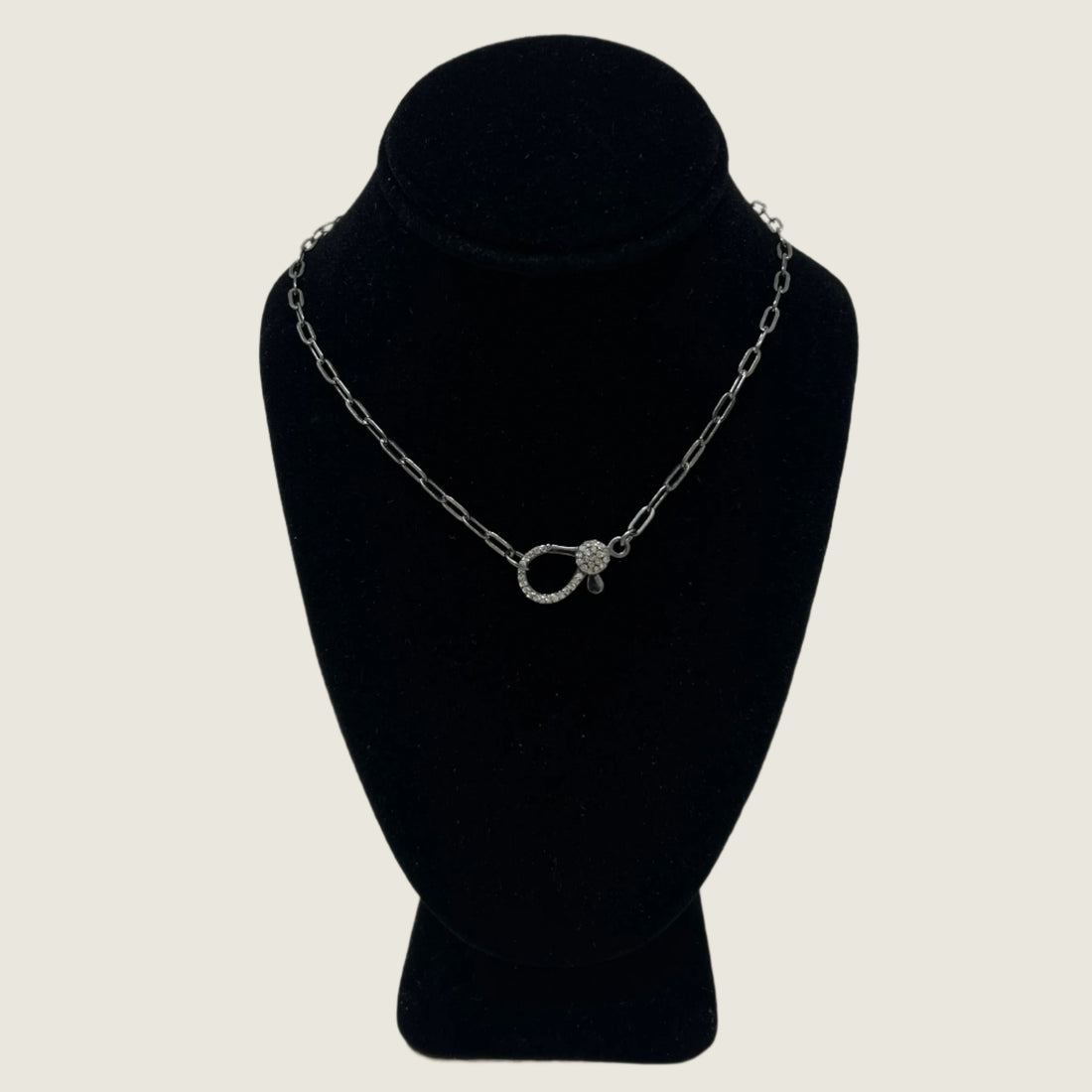 Diamond Clasp Silver Chain Necklace