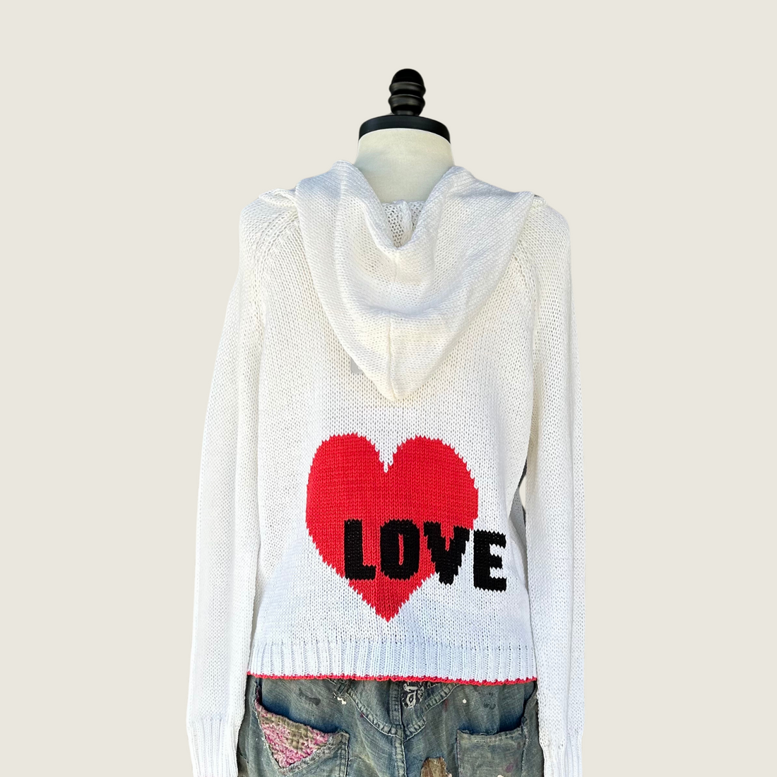 White Love Zip Hoodie