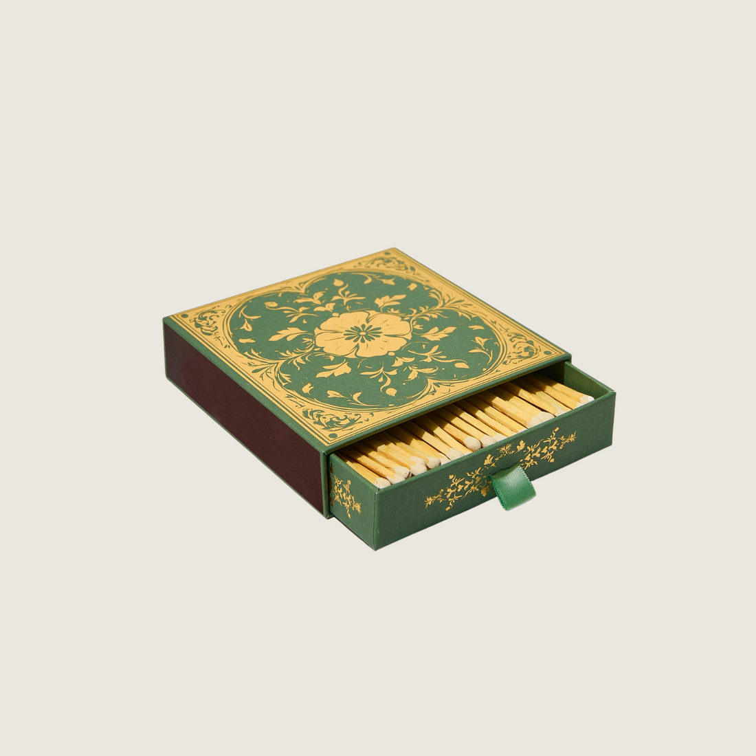 Olive Gold Foil Match Box