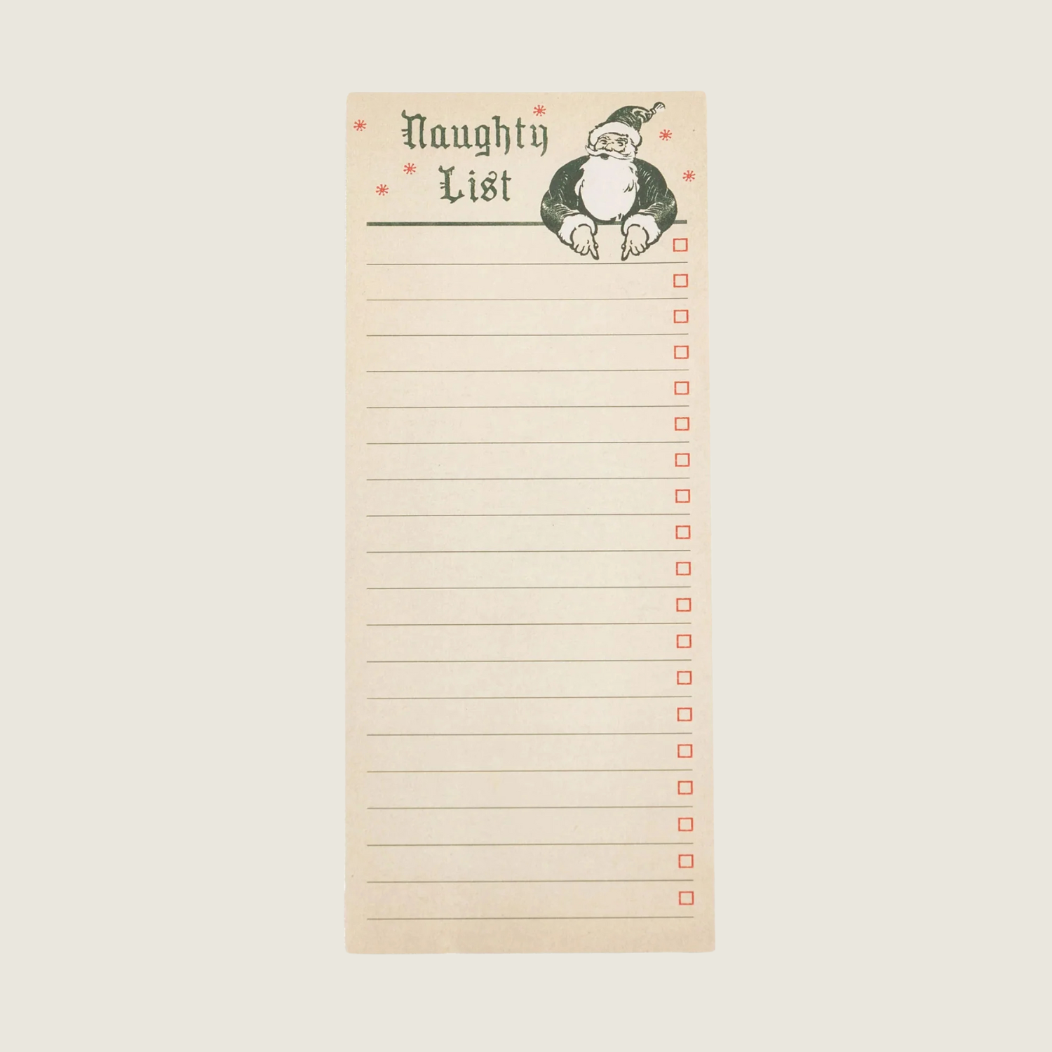 Naughty List Skinny Notepad