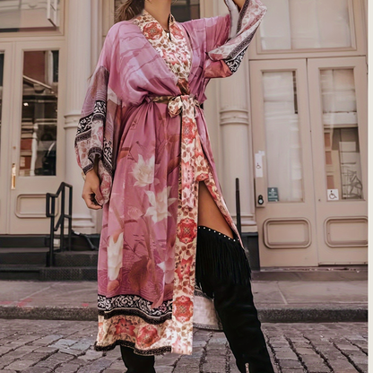 Floral &amp; Crane Kimono