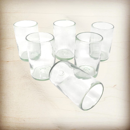 Dos Sueños Hand Blown Mexican Drinking Glasses – Set of 6 Natural Clear Glasses (14 oz each)