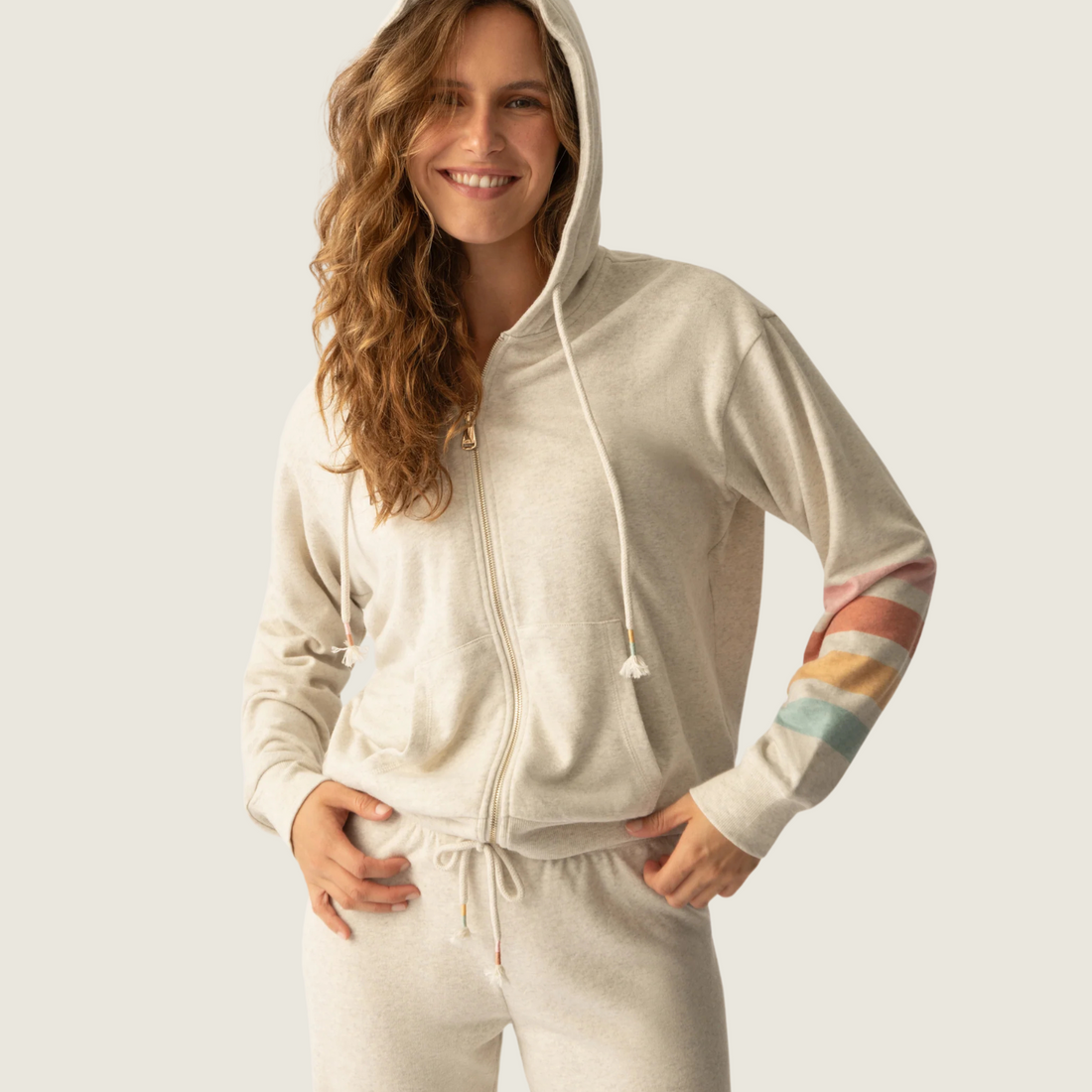 Multi-Stripe Zip Hoodie