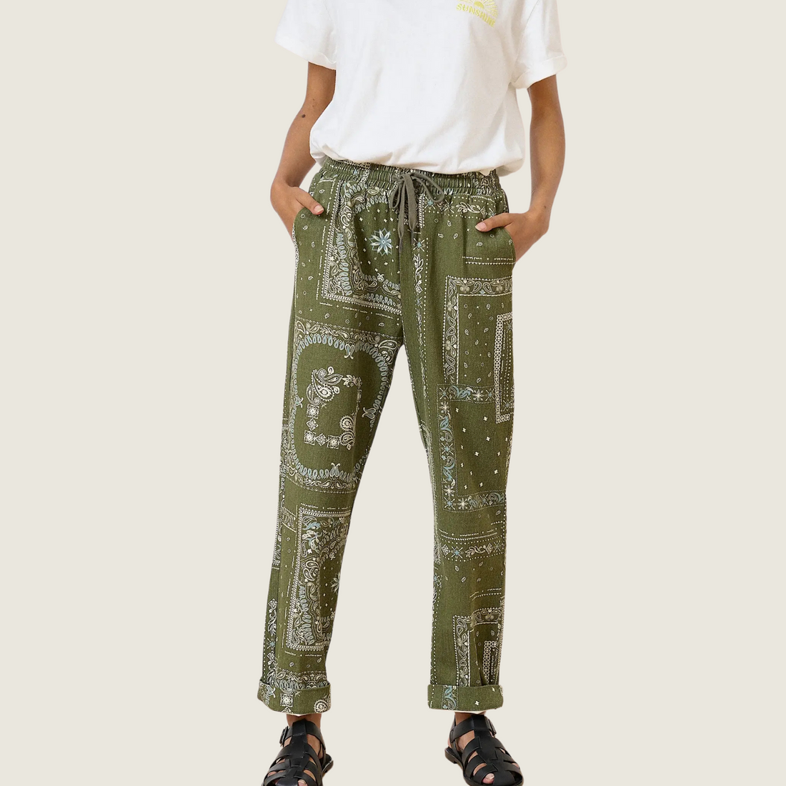 Khaki Volt Printed Pants