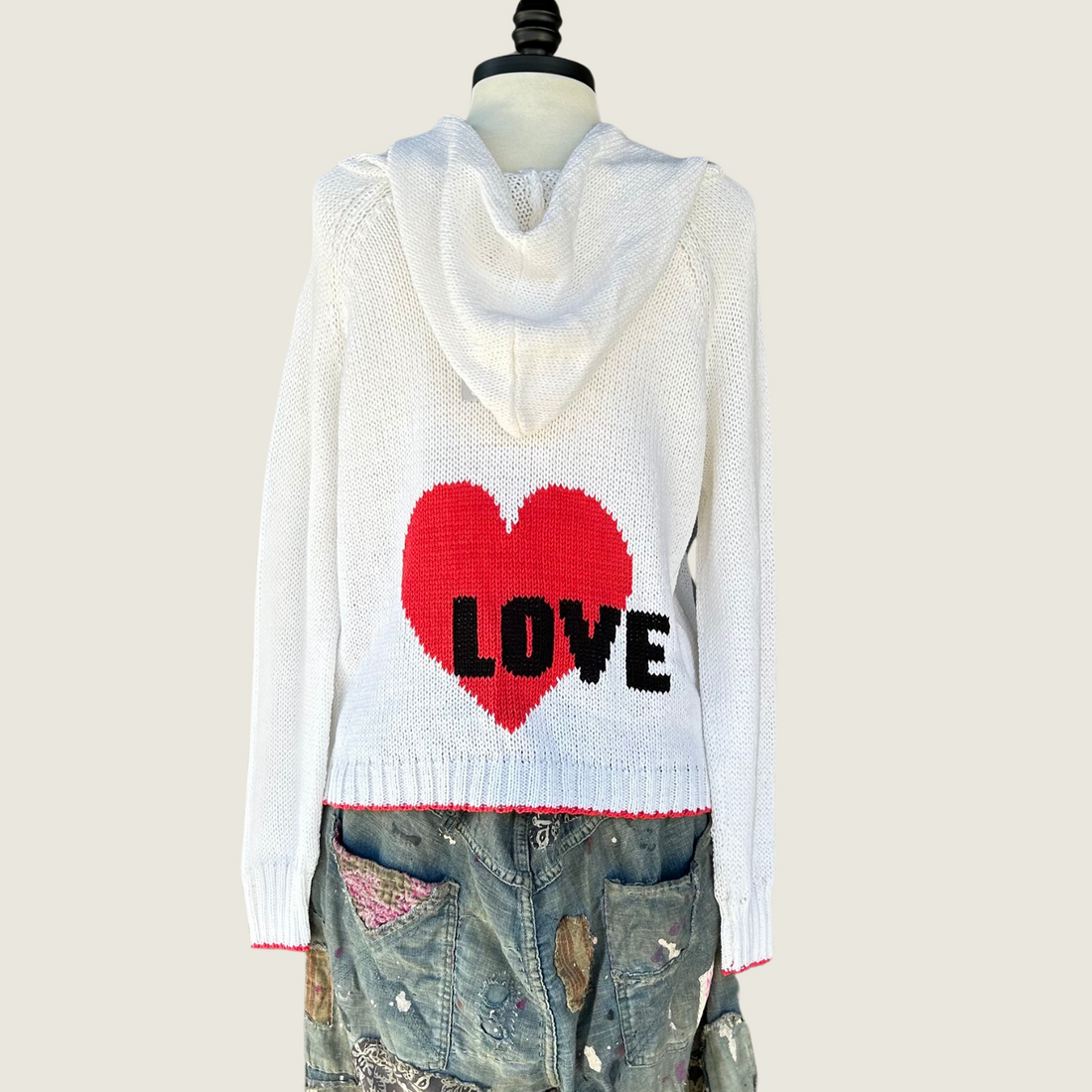 White Love Zip Hoodie