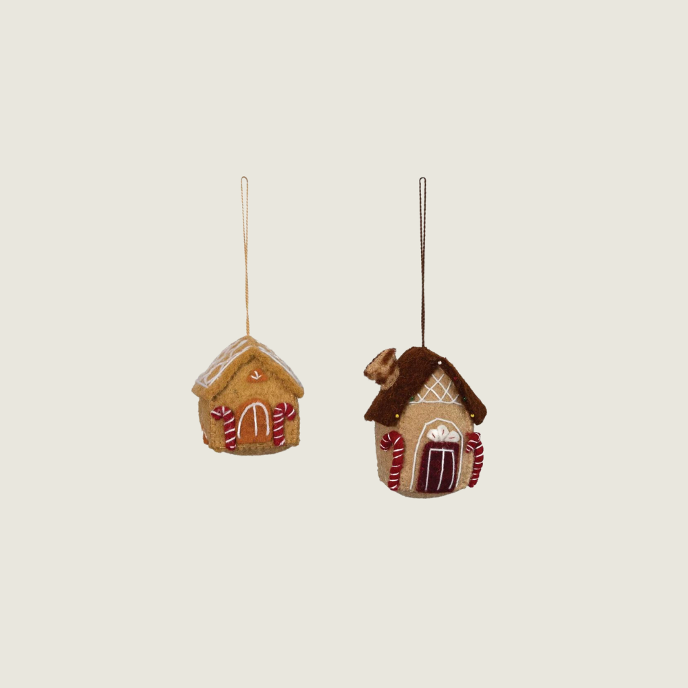 Gingerbread House Wool Ornament - Blackbird General Store