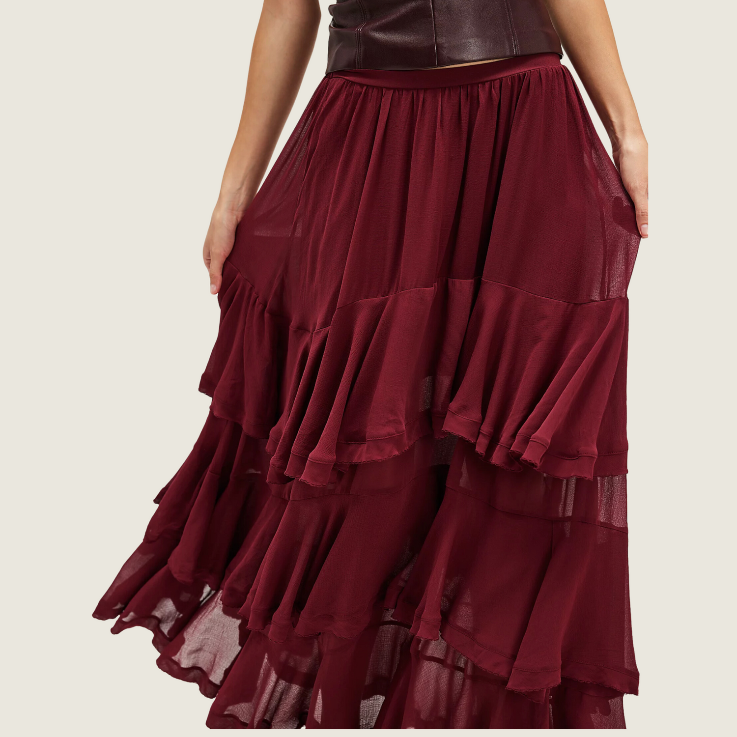 Clementine Maxi Skirt - Aged Red