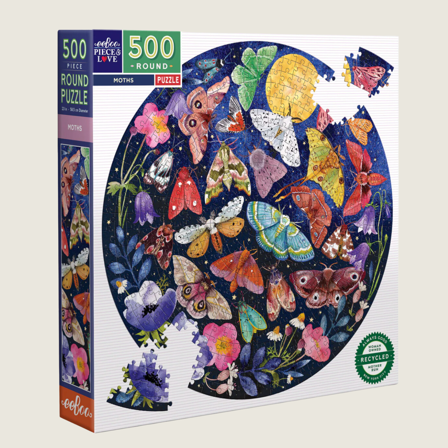 Moths 500 Piece Round Adult Jigsaw Puzzle