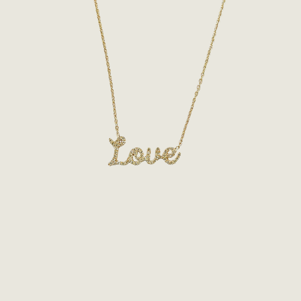 Diamond Cursive Love Necklace - Gold - Blackbird General Store