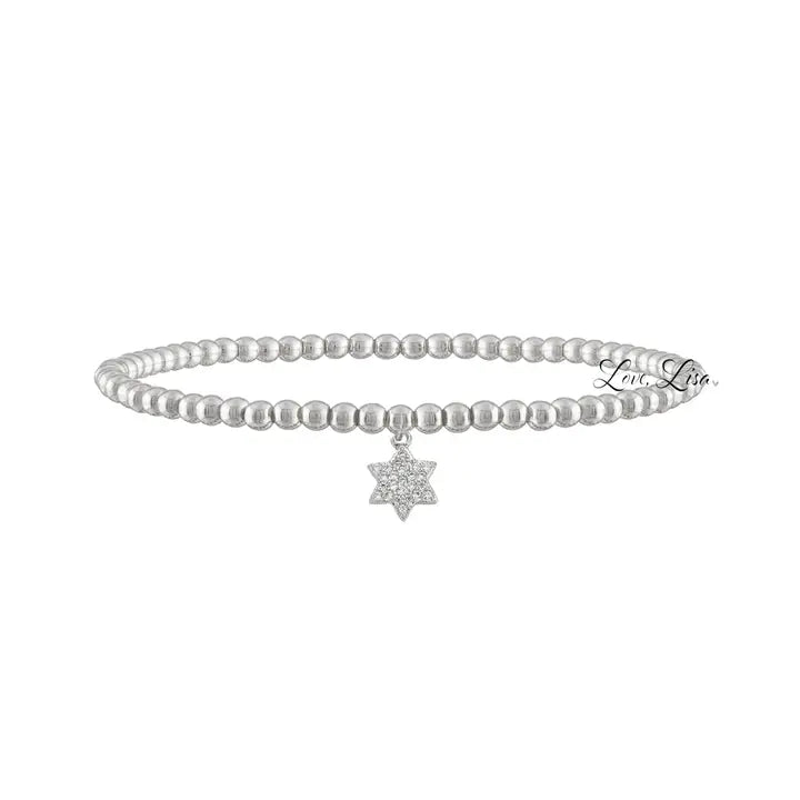 Silver Star of David Charm Bracelet