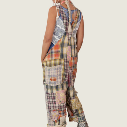 Patchwork Love Overalls - Madras Green