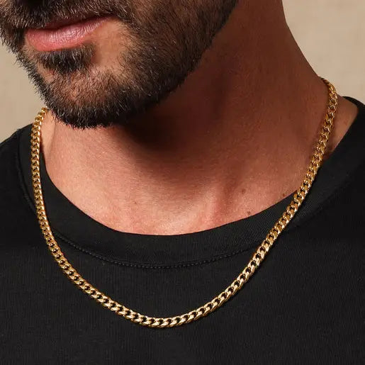 Bevel Cuban Chain 18&quot; - Gold