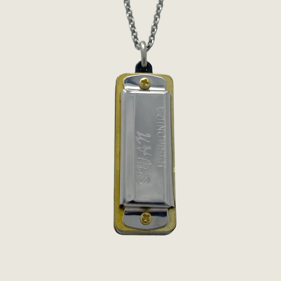 Silver Harmonica Necklace