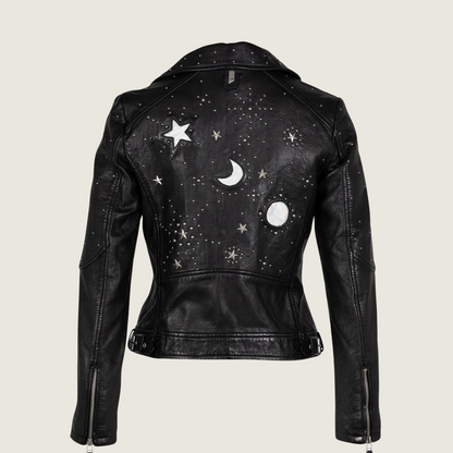 Noelia Moon &amp; Stars Leather Jacket - Black