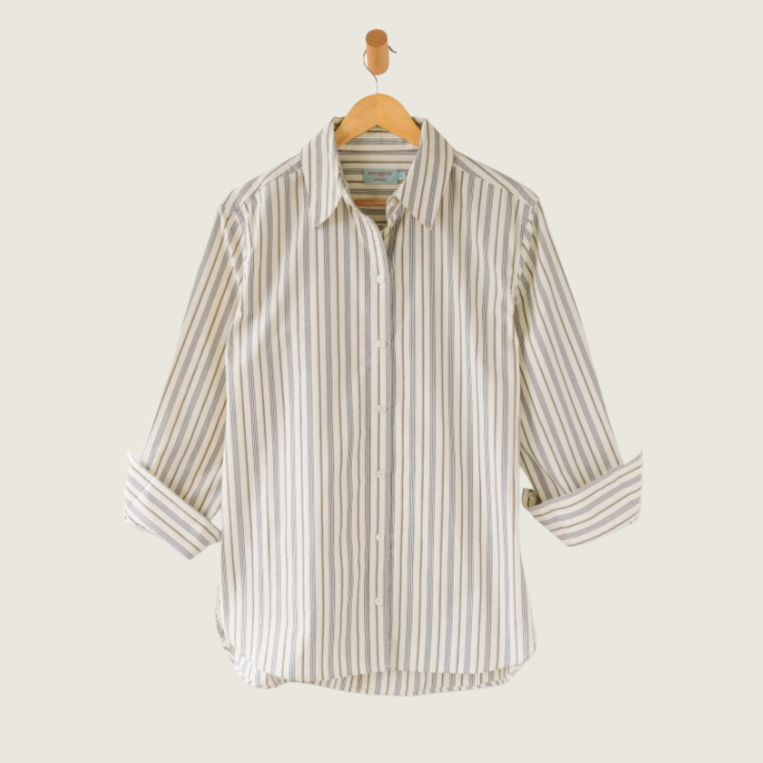 Bronte Relaxed Button Up - Ecru Stripe