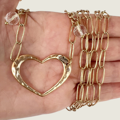 Gold Love Open Heart Long Chain