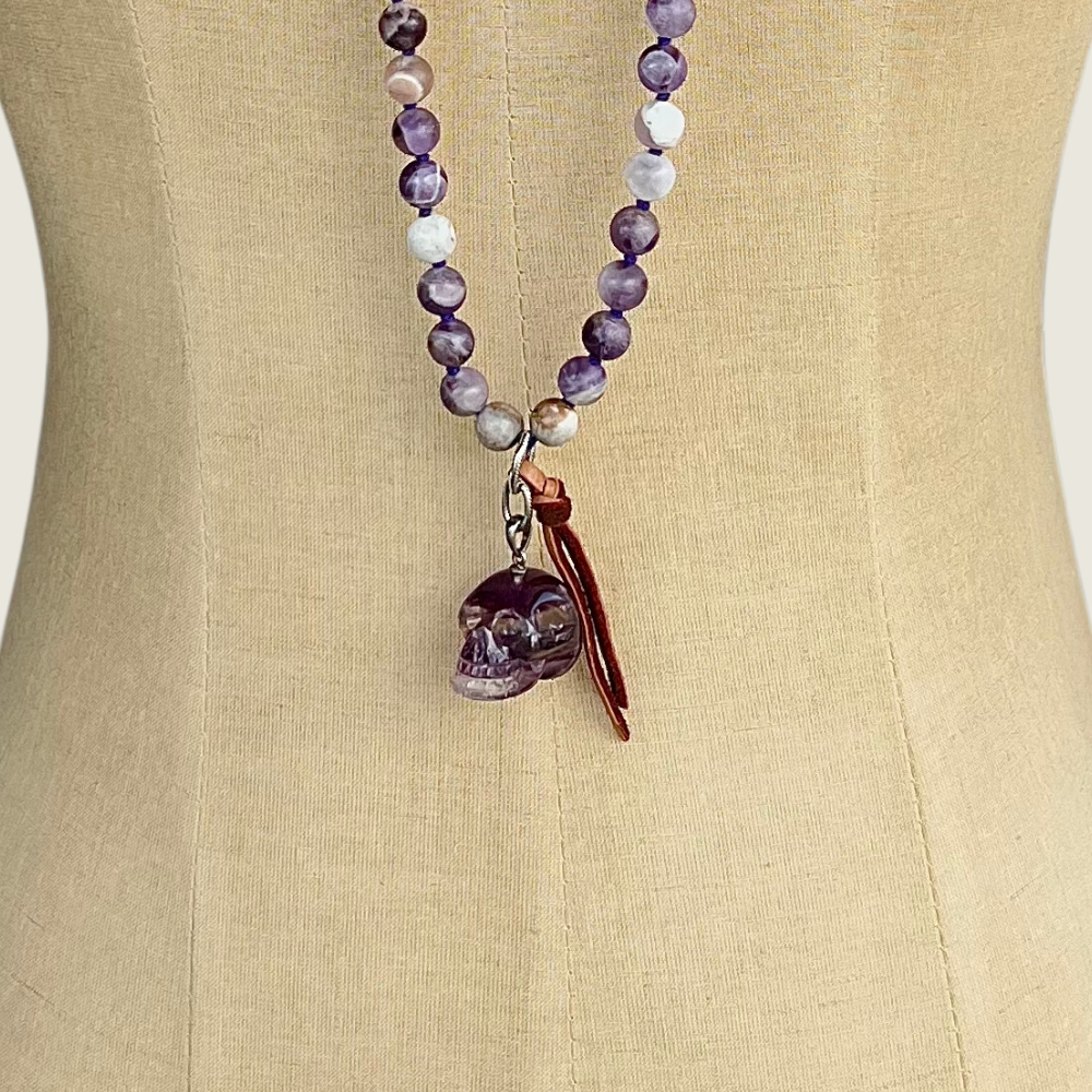 Matte Amethyst Bead &amp; Stone Charm Necklace - Blackbird General Store