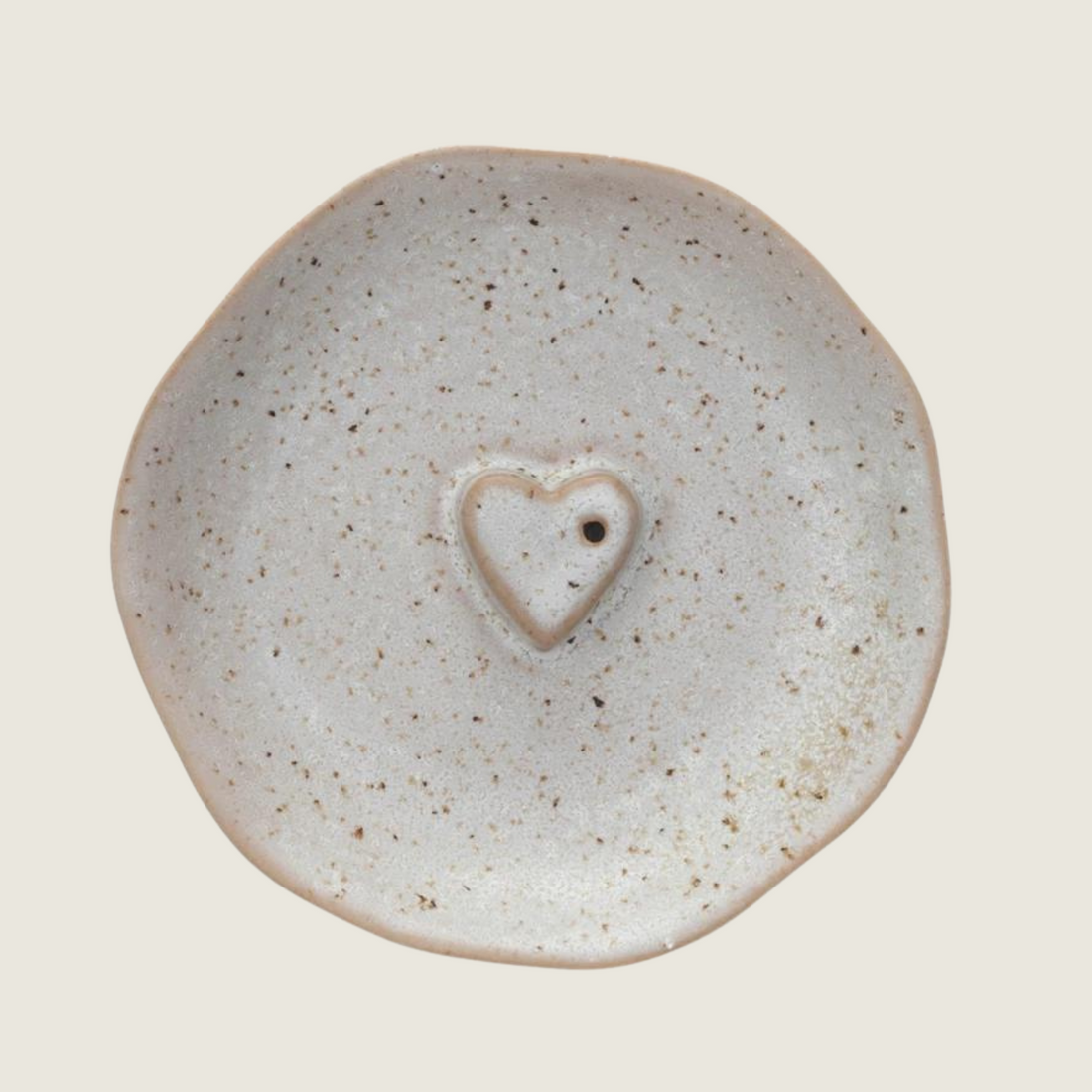 Stoneware Incense Dish/Holder w/ Embossed Heart (Each One Will Vary)