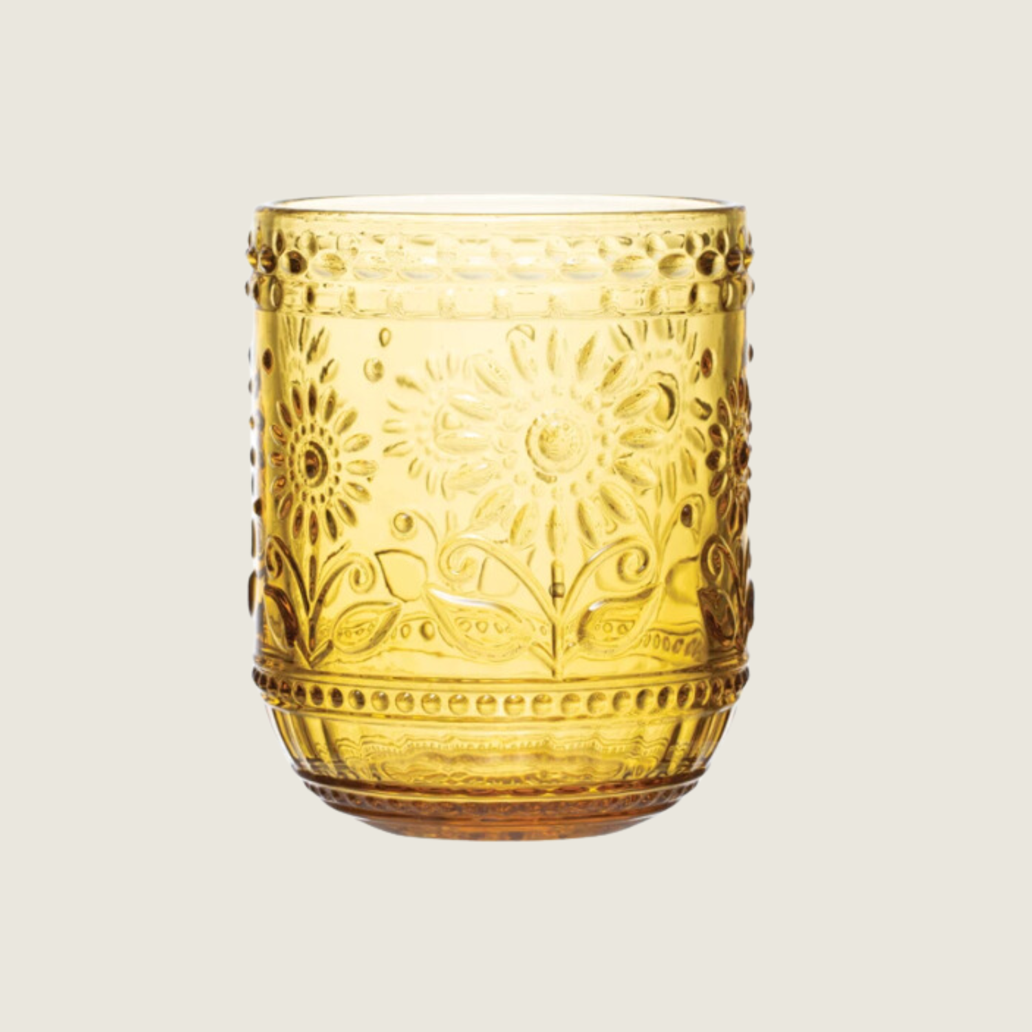 Embossed Drinking Glass - Amber