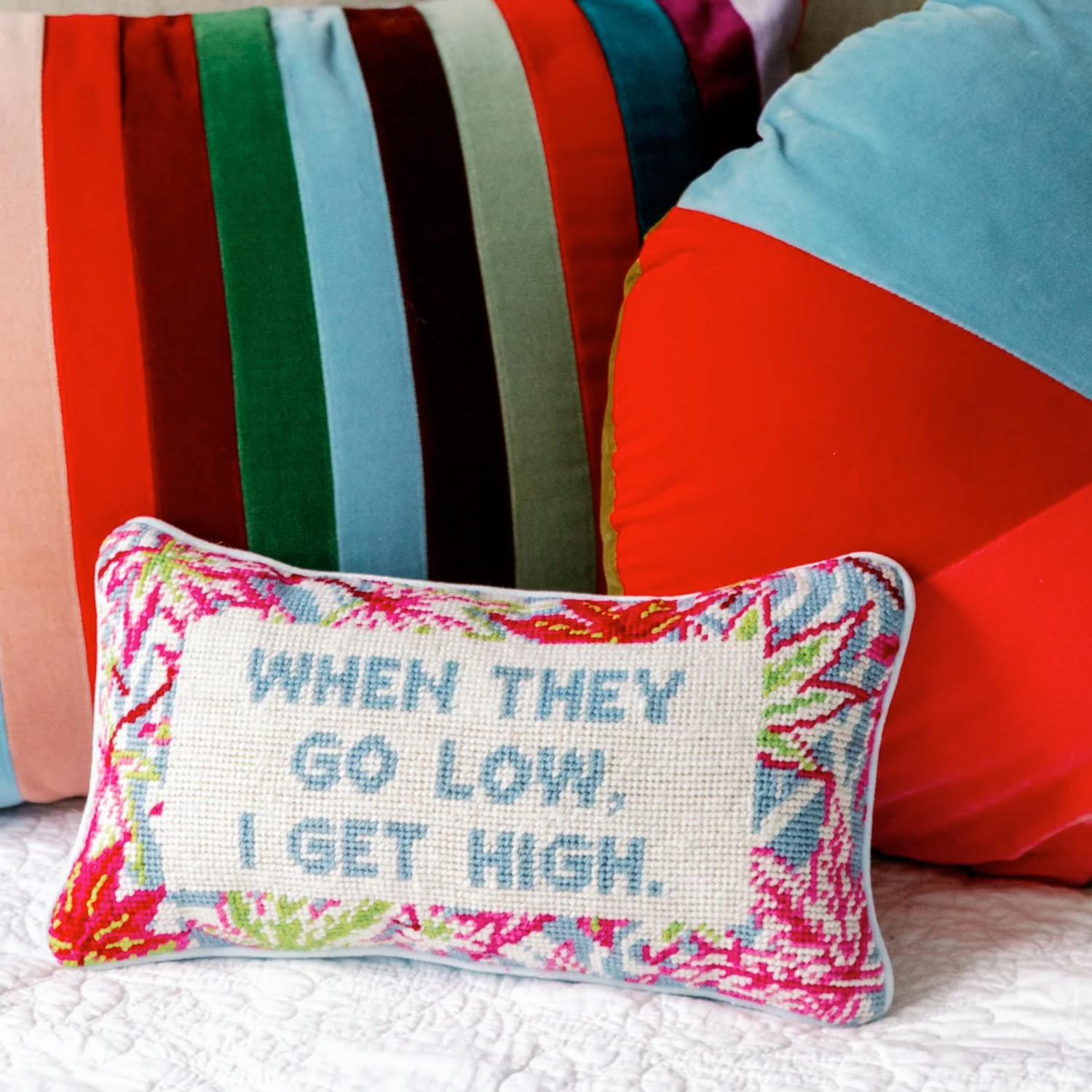 Go Low, Get High Needlepoint Pillow – Blackbird General Store