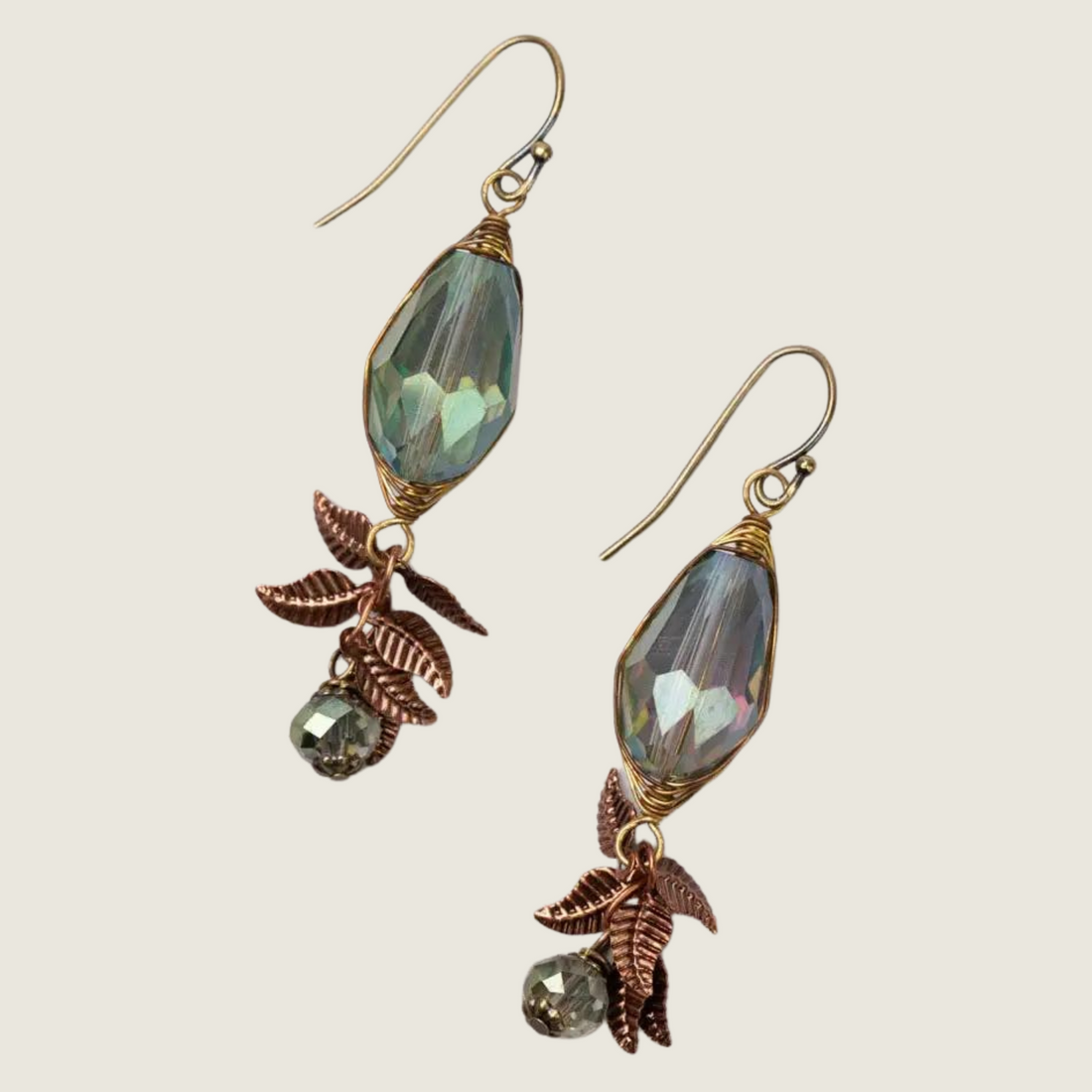 Mauve Faceted Crystal Drop Earrings