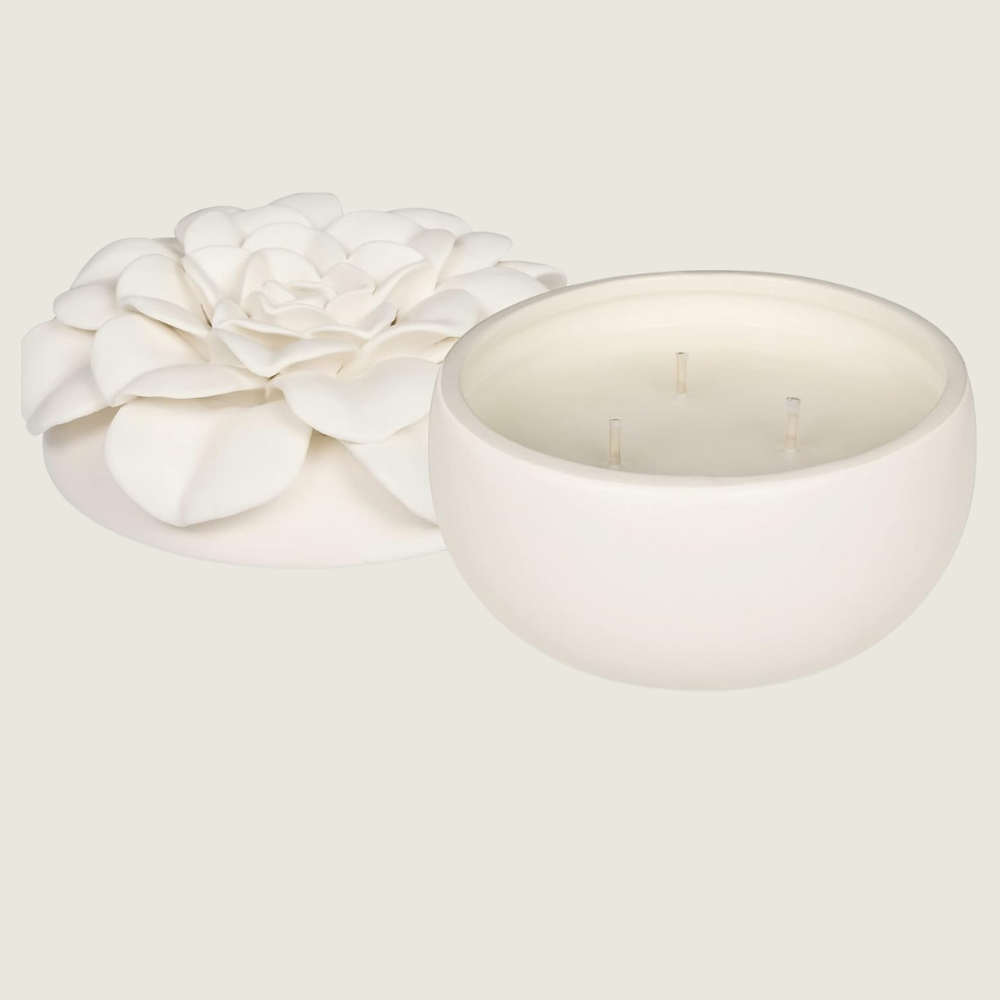 Citrus Crush Ceramic Flower Candle