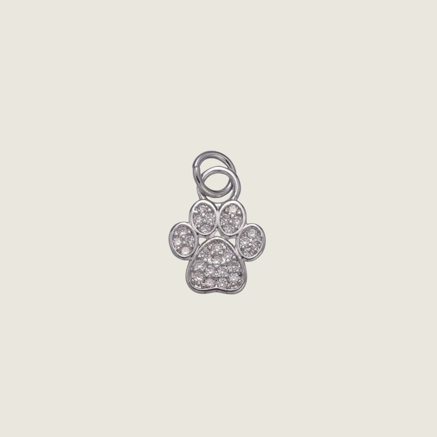 Silver Pavé Paw Charm