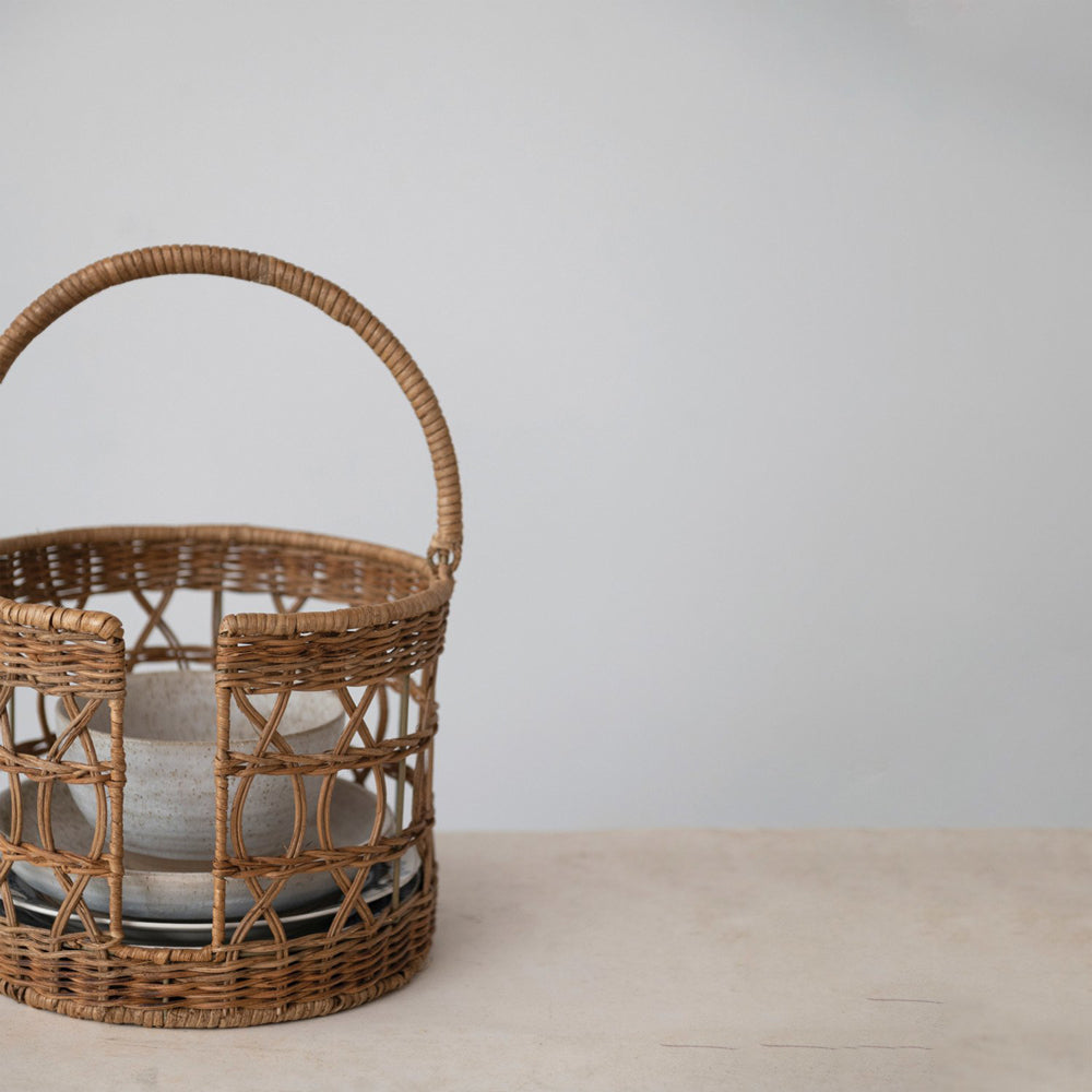 Handwoven Plate Basket with Handle