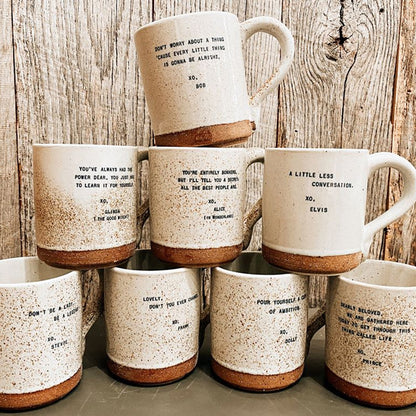 Speckled XO Mugs - Favorite Quotes