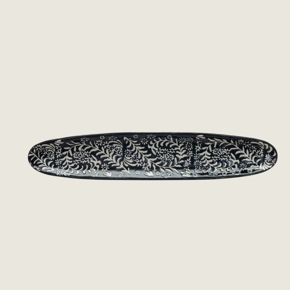 Oval Botanical Design Stoneware Platter - Blackbird General Store