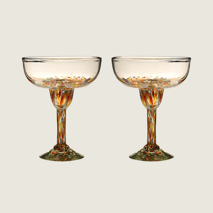 Recycled Glass Margarita Glasses - Set of 2